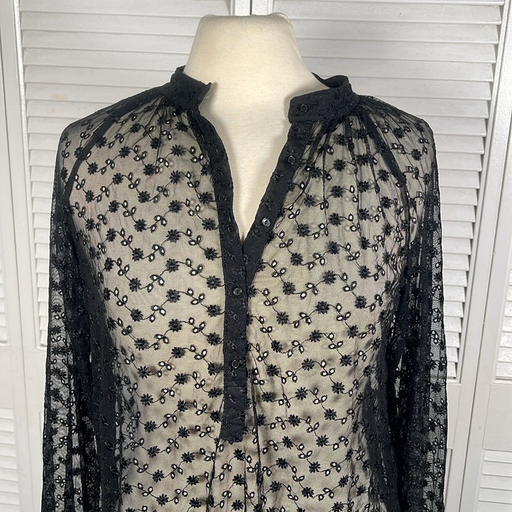 Y2K. Express Embroidered Mesh Lace Top, size: M. - Picture 2 of 9
